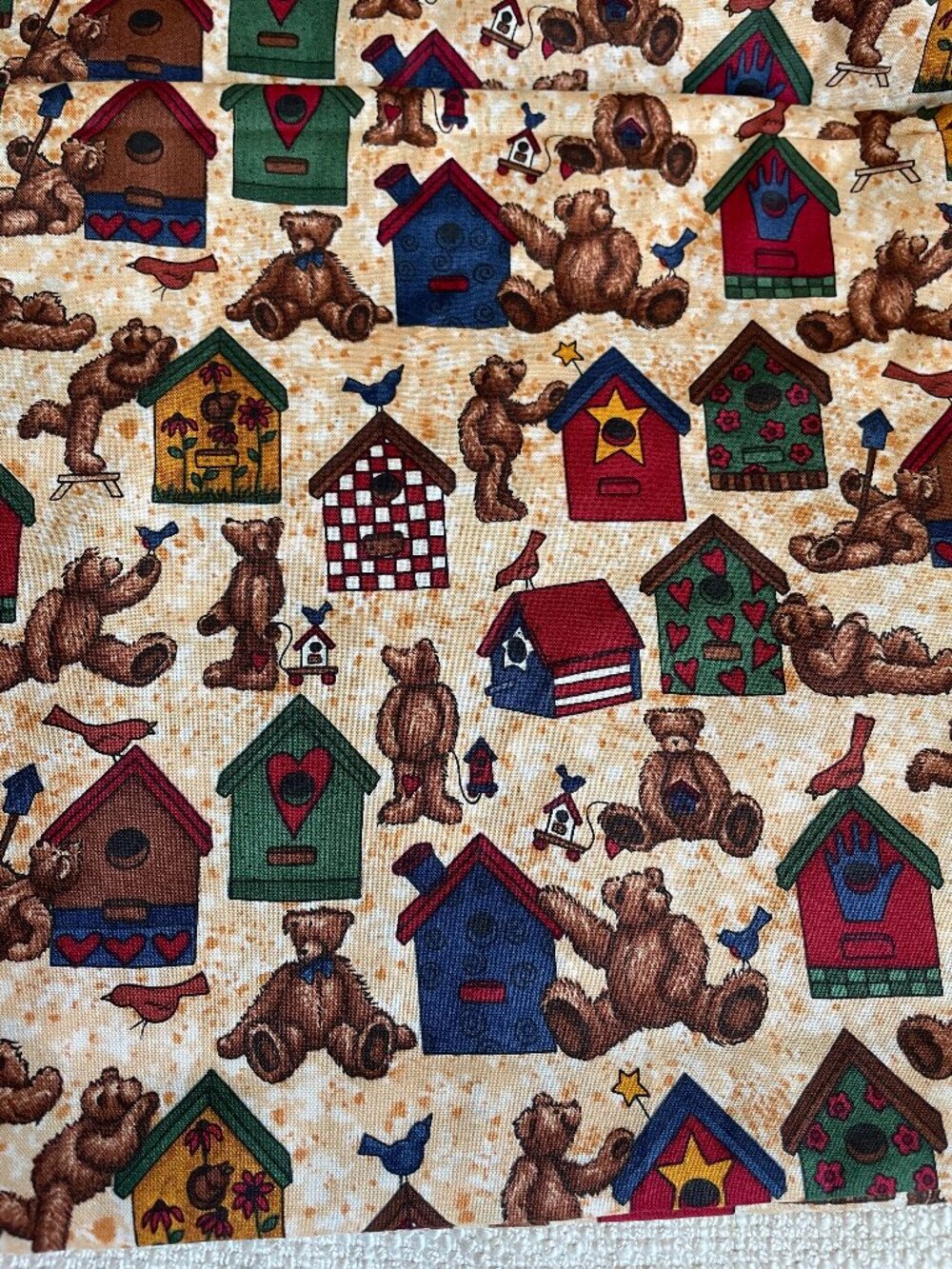 'Small Friends' Teresa Kogut 100% Cotton Teddy Houses Print Fabric 4 1/8y x 42"w